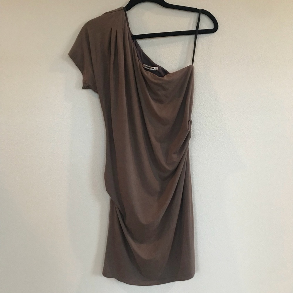 Suede-Look One Shoulder Dress